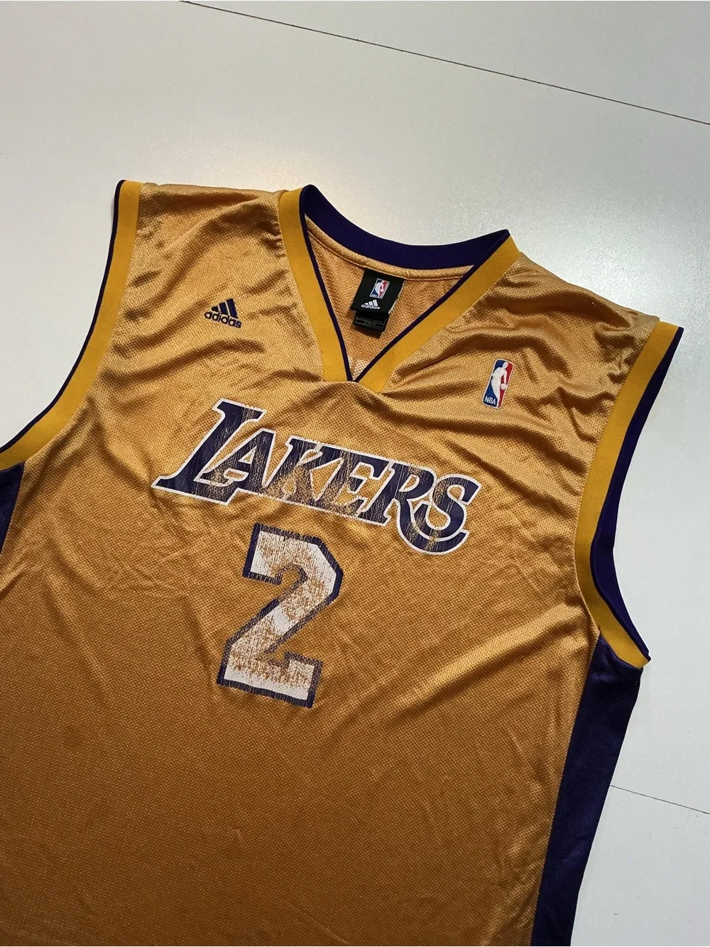 Adidas Los Angeles Lakers Derek Fisher #2 Mesh NBA Basketball Jersey